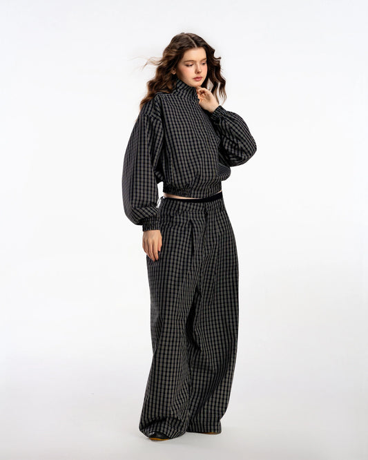 PP - Gingham Wide Pants - Golden Noir