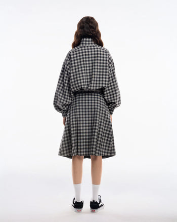 PUSHPUSH - Gingham Midi Skirt - Mono Gingham