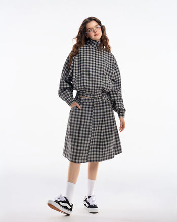PUSHPUSH - Gingham Midi Skirt - Mono Gingham