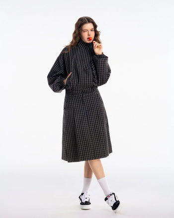 PUSHPUSH - Gingham Midi Skirt - Golden Noir