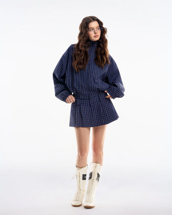 PUSHPUSH - Gingham Mini Skirt - Navy Gingham