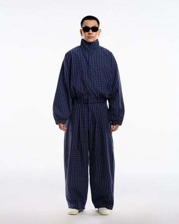PP - Gingham Wide Pants - Navy Gingham