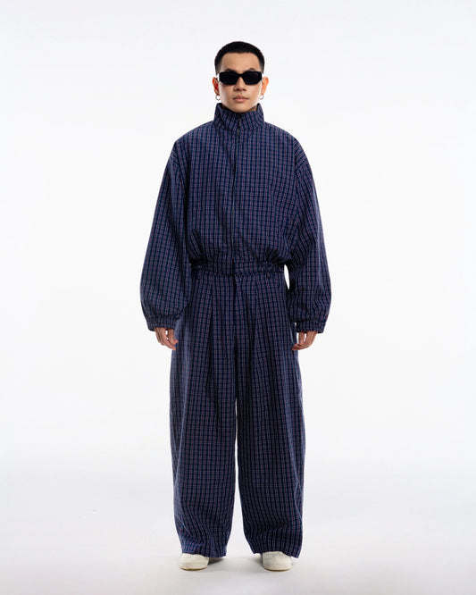 PP - Gingham Wide Pants - Navy Gingham