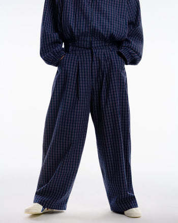 PP - Gingham Wide Pants - Navy Gingham