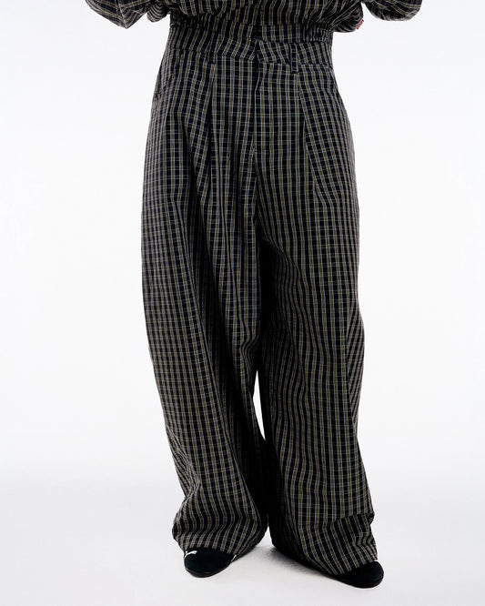 PP - Gingham Wide Pants - Golden Noir