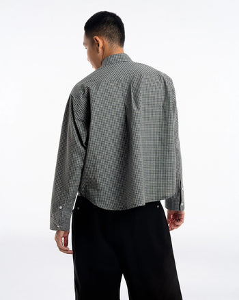 PUSHPUSH - Gingham Oversize Shirt - Olive Grey