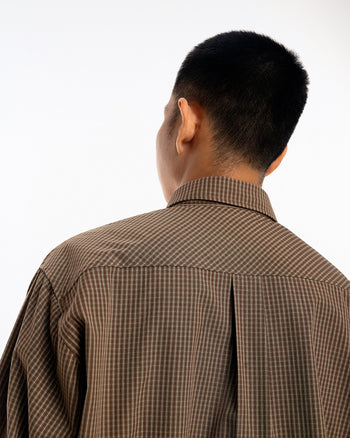 PUSHPUSH - Gingham Oversize Shirt - Moss Brown