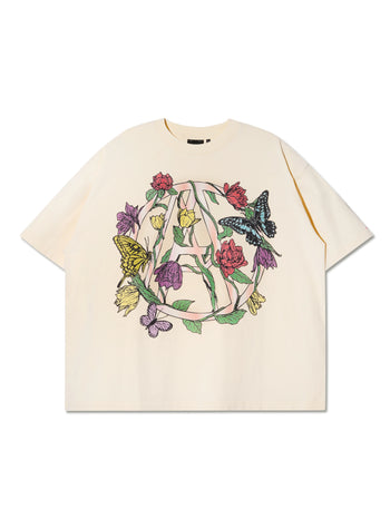 Against Lab - Washed Butterfly Boxy Tee - Cream