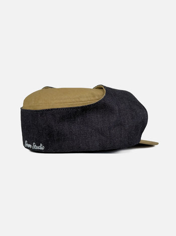 Goers Studio - Bennett Denim Fitted Trapper Hat - Beige & Black