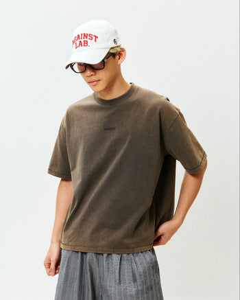 Against Lab - Single Stitch Washed Cropped Tee - Concrete