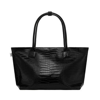 Money Alter - Croco Leather Tote Bag - Black