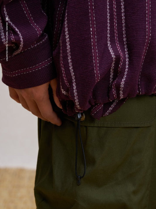 Unlimited Mote - Stripe Linen Balloon Jacket - Red