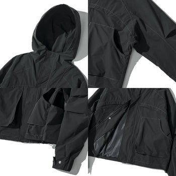 AGILITY MIAO Cropped Multi Pockets Jacket - Black