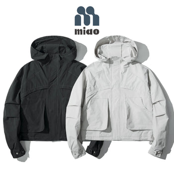 AGILITY MIAO Cropped Multi Pockets Jacket - Light Grey