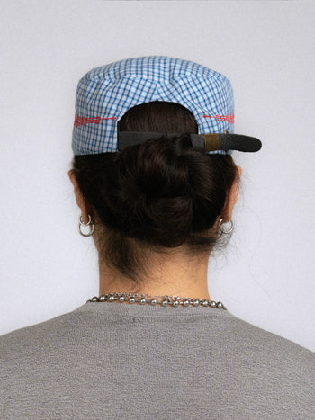 Goers Studio - Plaid Pillbox Strapback Cap - Blue