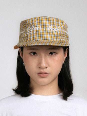Goers Studio - Plaid Pillbox Strapback Cap - Yellow