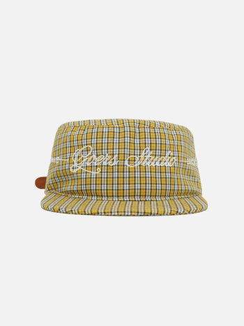 Goers Studio - Plaid Pillbox Strapback Cap - Yellow