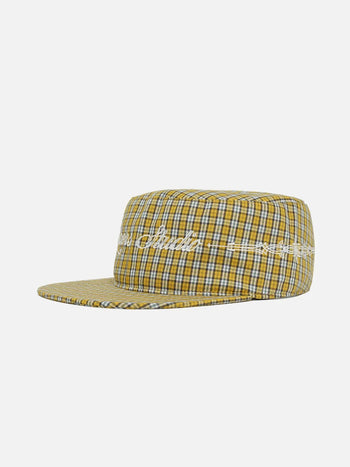 Goers Studio - Plaid Pillbox Strapback Cap - Yellow