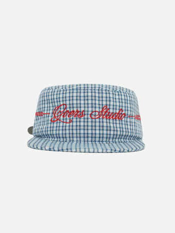 Goers Studio - Plaid Pillbox Strapback Cap - Blue