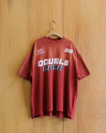 Double Back - Washed Sport Logo Oversized Tee - Red