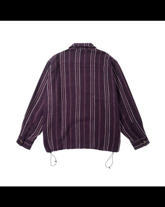 Unlimited Mote - Stripe Linen Balloon Jacket - Red