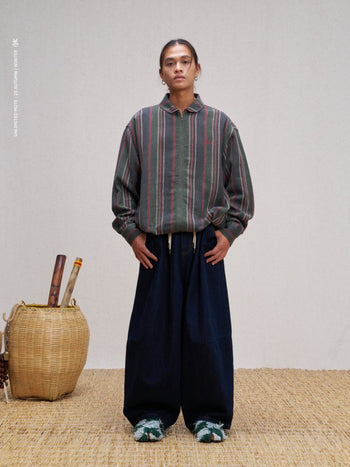 Unlimited Mote - Stripe Linen Balloon Jacket - Green