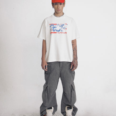PISTOL - ACP  "Bleu Blanc Rouge " Boxy Tee - White