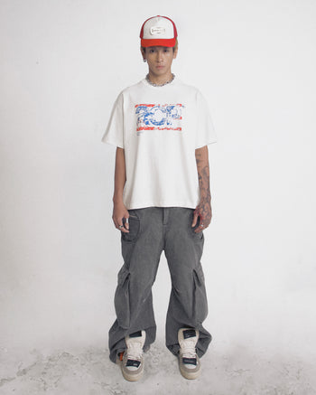 PISTOL - ACP  "Bleu Blanc Rouge " Boxy Tee - White