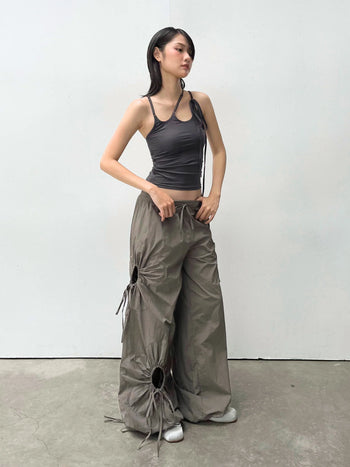 Melancholy - Floral Bloom Parachute Pants - Green