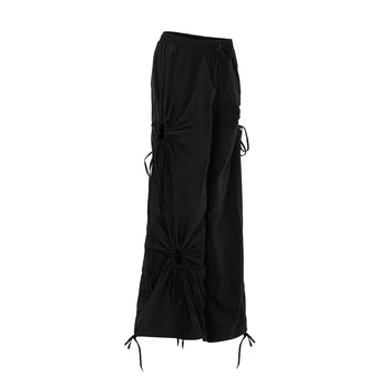 Melancoly - Floral Bloom Parachute Pants - Black