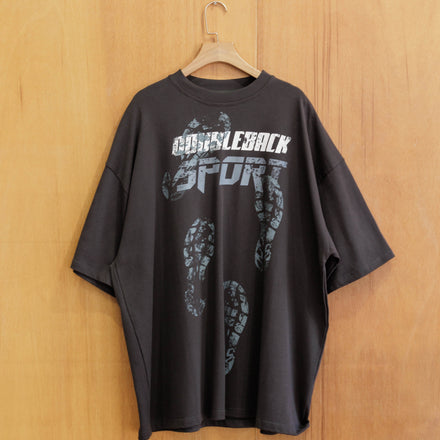 Double Back - Shoeprint Oversized Tee - Grey