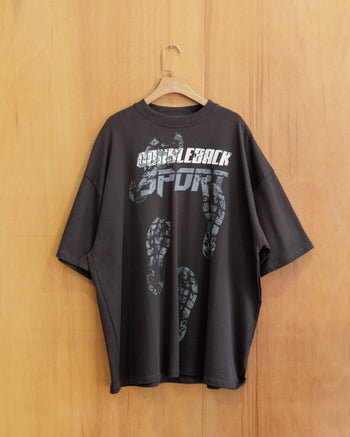 Double Back - Shoeprint Oversized Tee - Grey