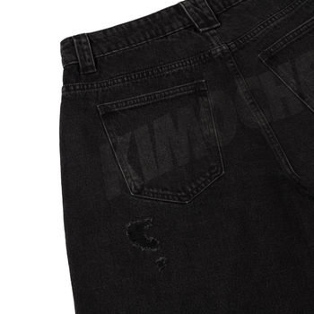 K.M.C - Logo Faded Black Washed Jorts - Medium Distressed