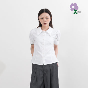 AGILITY MIAO - Pearl Collar Shirt - White