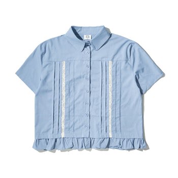 AGILITY MIAO - Lace Pleated Shirts - Blue