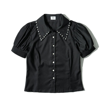AGILITY MIAO - Pearl Collar Shirt - Black