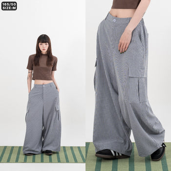 AGILITY MIAO - Seersucker Cargo Pants - Blue