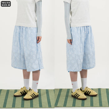 AGILITY MIAO - Plaid Cropped Pants - Light Blue