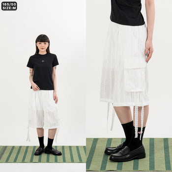 AGILITY MIAO - Lace-up Cargo Shorts - White