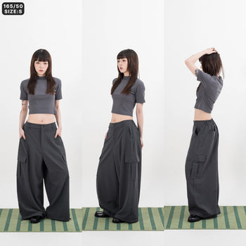 AGILITY MIAO - Mock Neck Rib Top - Grey