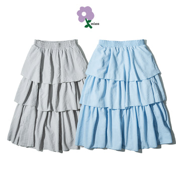 AGILITY MIAO - Seersucker Maxi Skirt - Blue