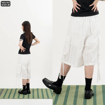 AGILITY MIAO - Lace-up Cargo Shorts - White
