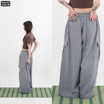 AGILITY MIAO - Seersucker Cargo Pants - Blue