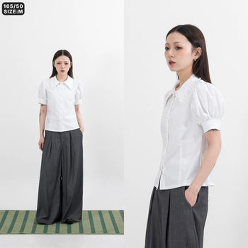 AGILITY MIAO - Pearl Collar Shirt - White