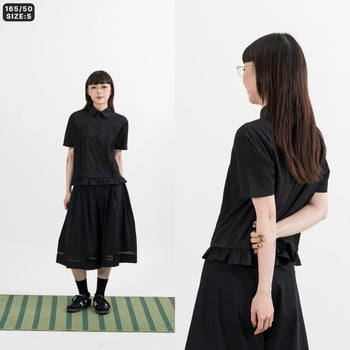 AGILITY MIAO - Lace Pleated Shirts - Black