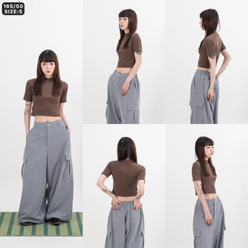 AGILITY MIAO - Mock Neck Rib Top - Brown