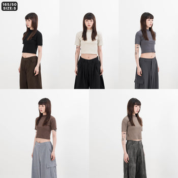 AGILITY MIAO - Mock Neck Rib Top - Grey