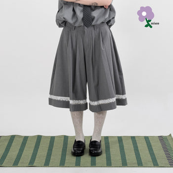AGILITY MIAO - Pleated Suit Cropped Pants - Grey