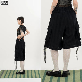 AGILITY MIAO - Lace-up Cargo Shorts - Black