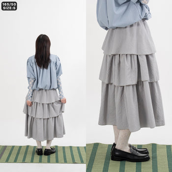 AGILITY MIAO - Seersucker Maxi Skirt - Grey